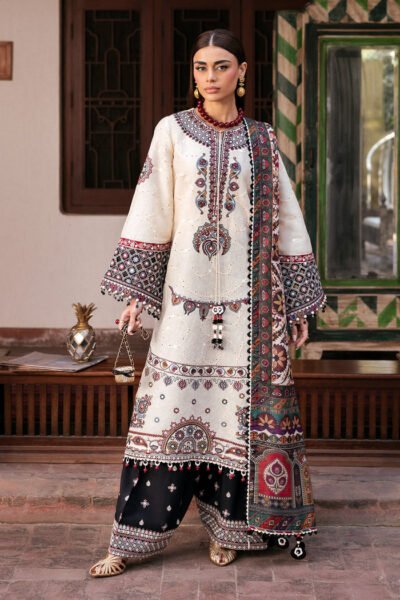 3 piece unstitched fully embroidered lawn fabric