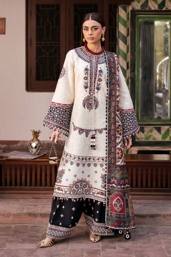 3 piece unstitched fully embroidered lawn fabric