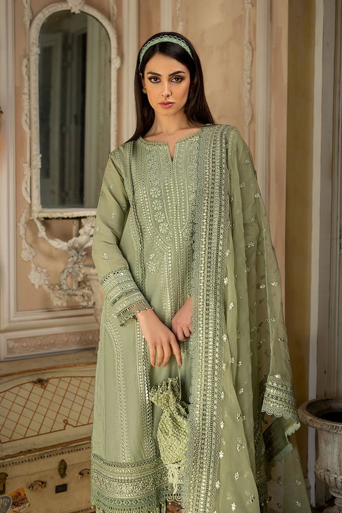 3 piece unstitched embroided lawn suit (embroided organza dupatta) sn 1340