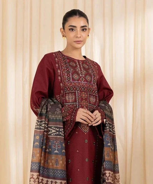 3 piece unstitched embroidered lawn fabric sp 2695