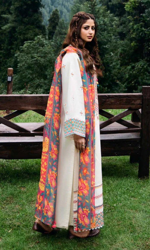3 piece unstitched fully embroidered lawn fabric ql 2690
