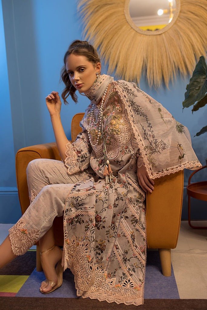 New Arrival 3 piece unstitched digital printed lawn fabric with embroided laces