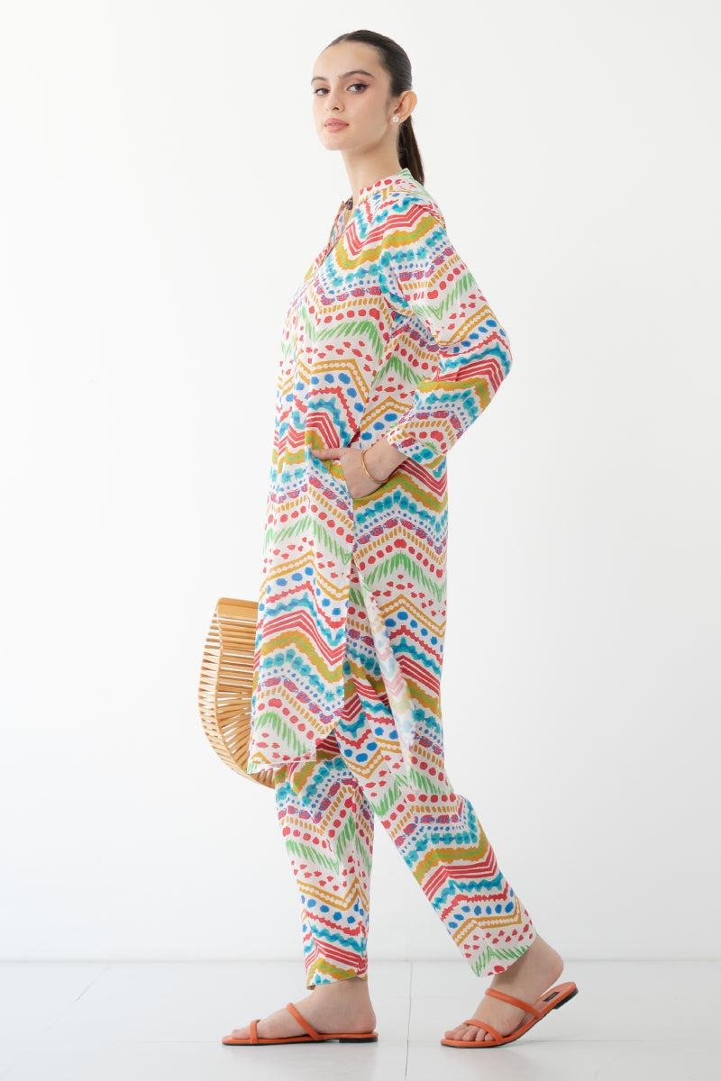 2 piece unstitched digital printed lawn fabric