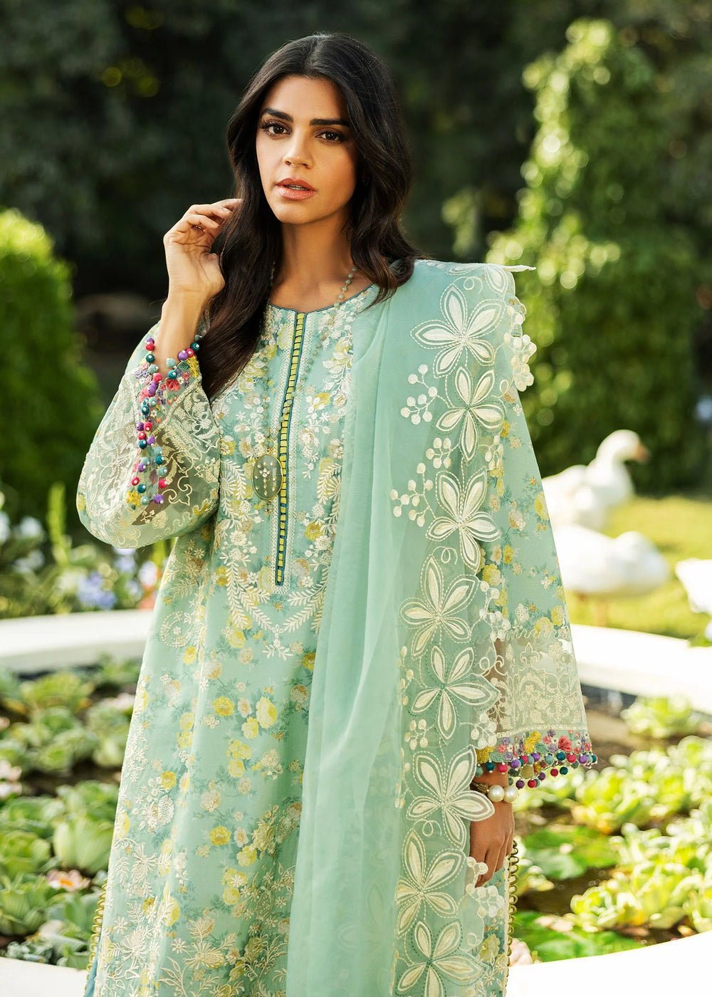 3 piece unstitched printed and embroidered lawn fabric sp 482