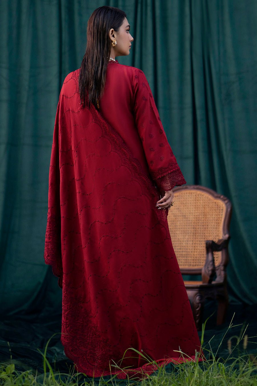 3 piece unstitched fully embroided lawn fabric mo 24