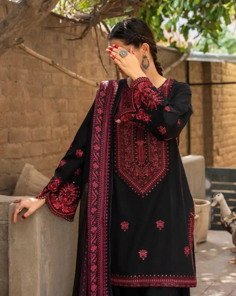Winter Collection 3 piece unstitched fully embroidered dhanak fabric