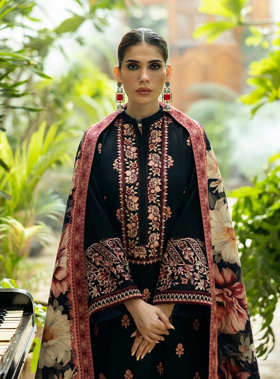 Winter Collection 3 piece unstitched fully embroidered dhanak fabric
