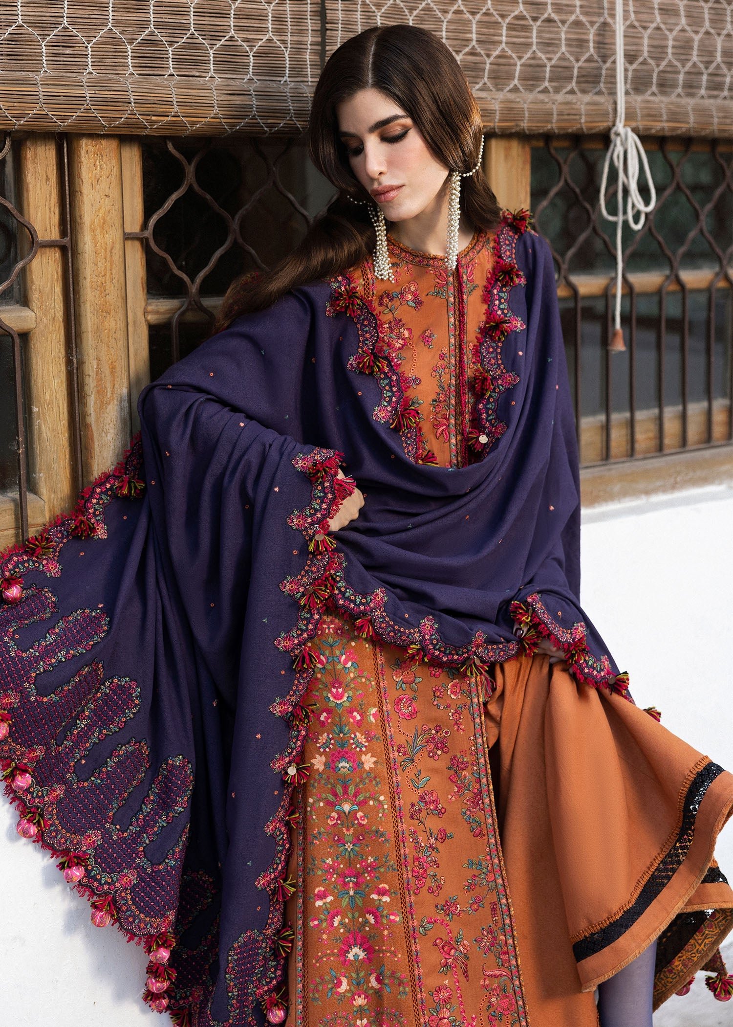 Winter Collection 3 piece unstitched fully embroidered dhanak fabric mb 610