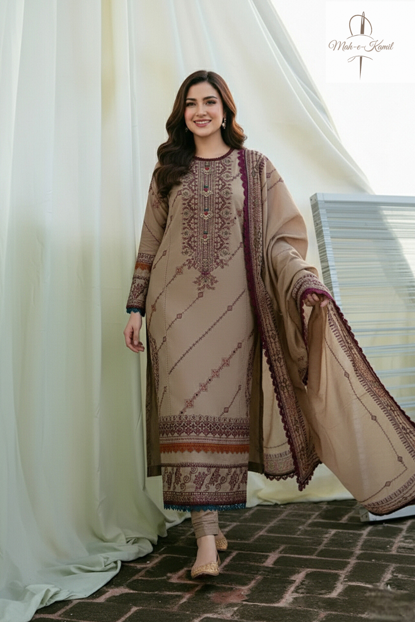Winter Collection 3 piece unstitched fully embroidered dhanak fabric fl 895