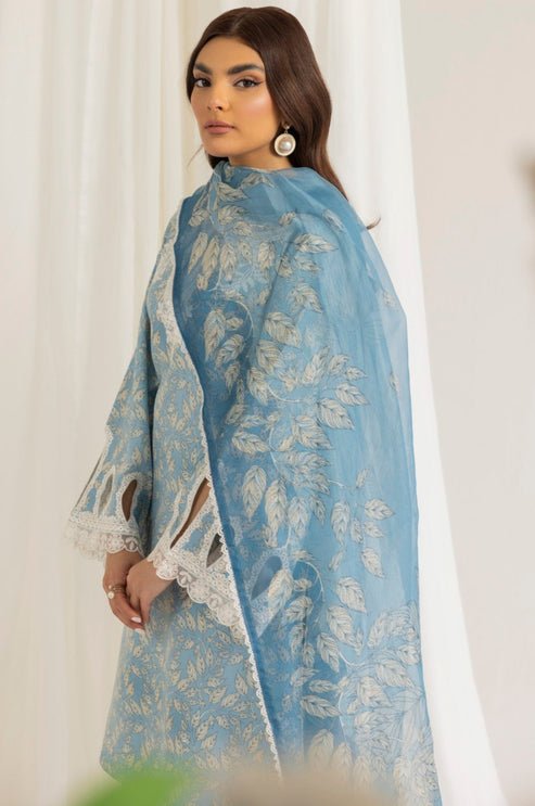 Summer Collection 3 piece unstitched digital printed and embroidered lawn fabric with silk dupatta