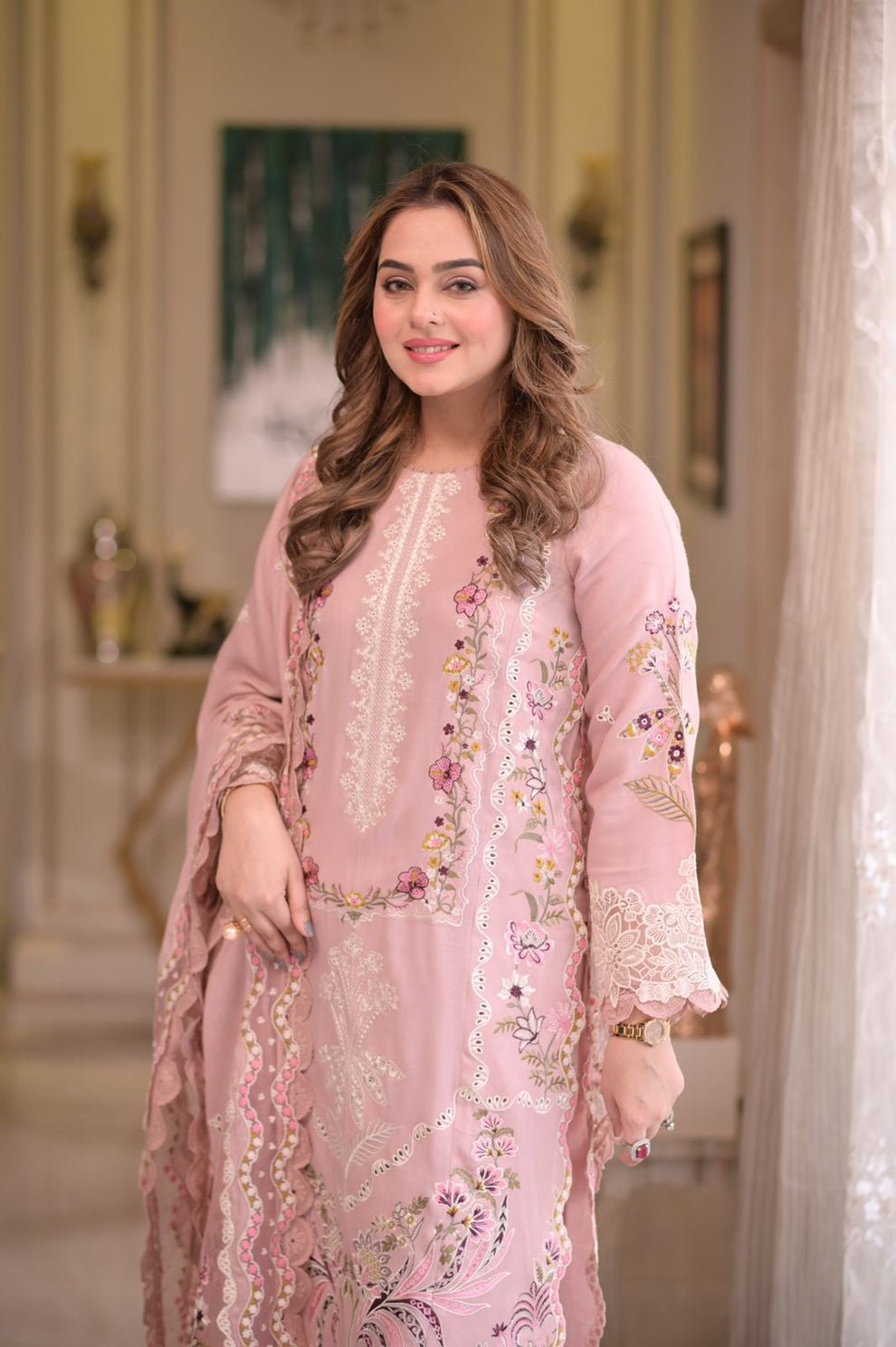aneela's luxury unstitched lawn suit as 2735
