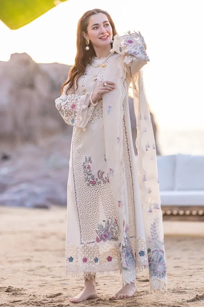 Summer Collection 3 piece unstitched chicken kari embroidered lawn suit ql 2605