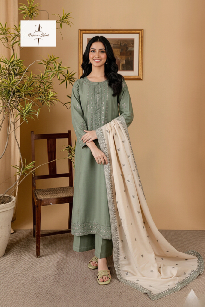 3 piece unstitched fully embroidered lawn fabric rp 600