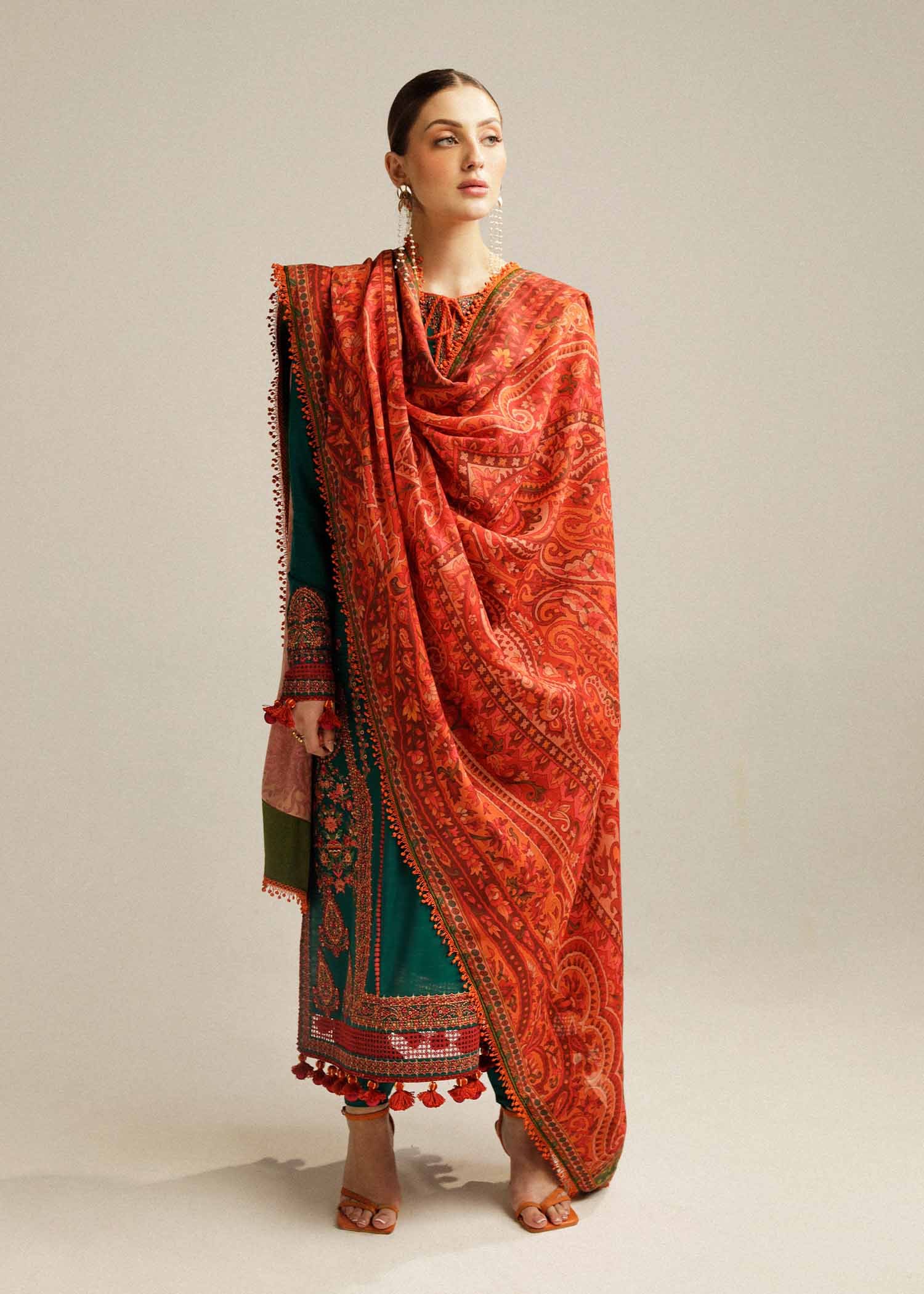 Home 3 piece unstitched fully embroidered lawn suit with printed lawn dupatta sp 525