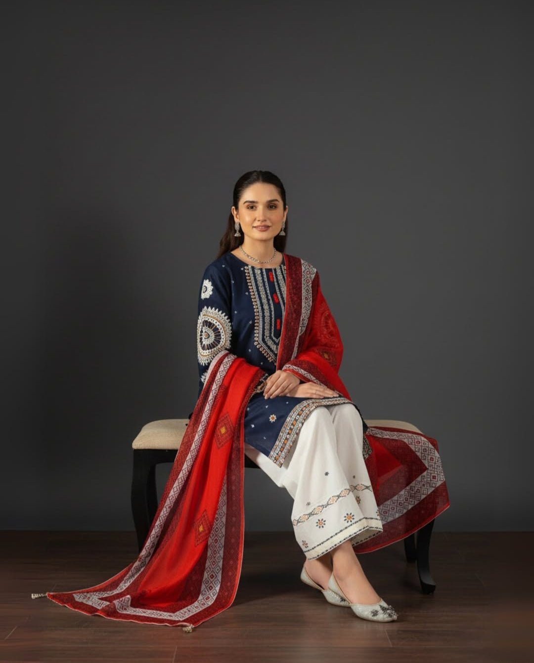 Winter Collection 3 piece unstitched fully embroidered dhanak fabric rr 610