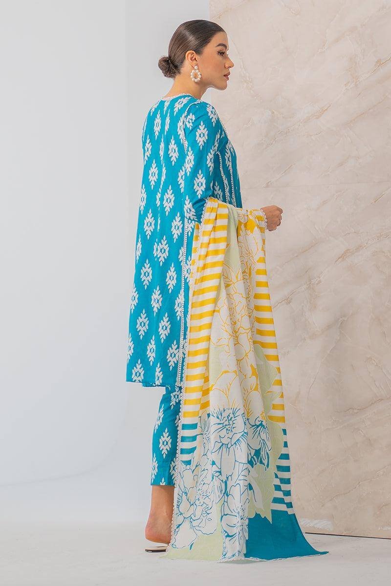 3 piece unstitched digital printed lawn fabric