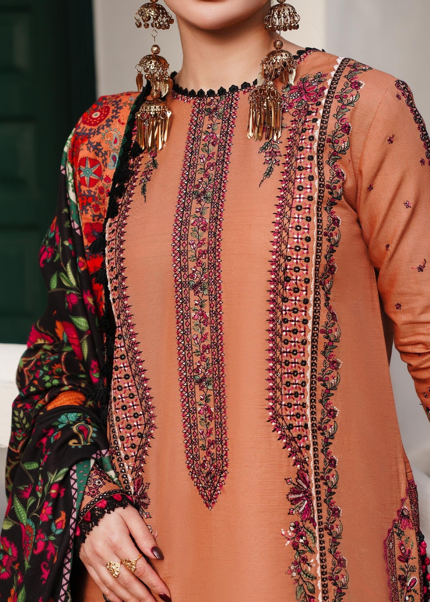 Winter Collection 3 piece unstitched fully embroidered dhanak fabric