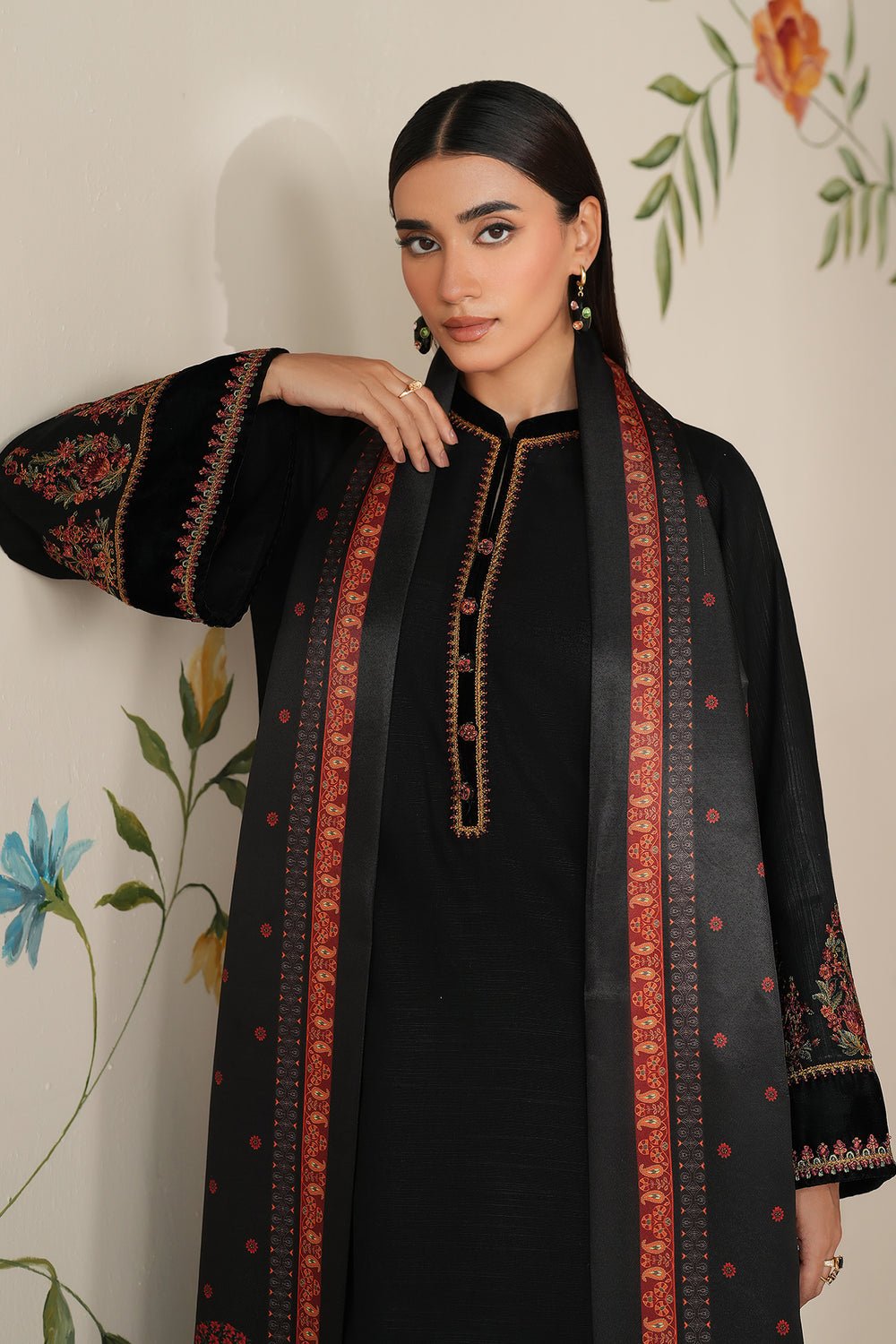 Winter Collection 3 piece unstitched fully embroidered dhanak fabric bq 145