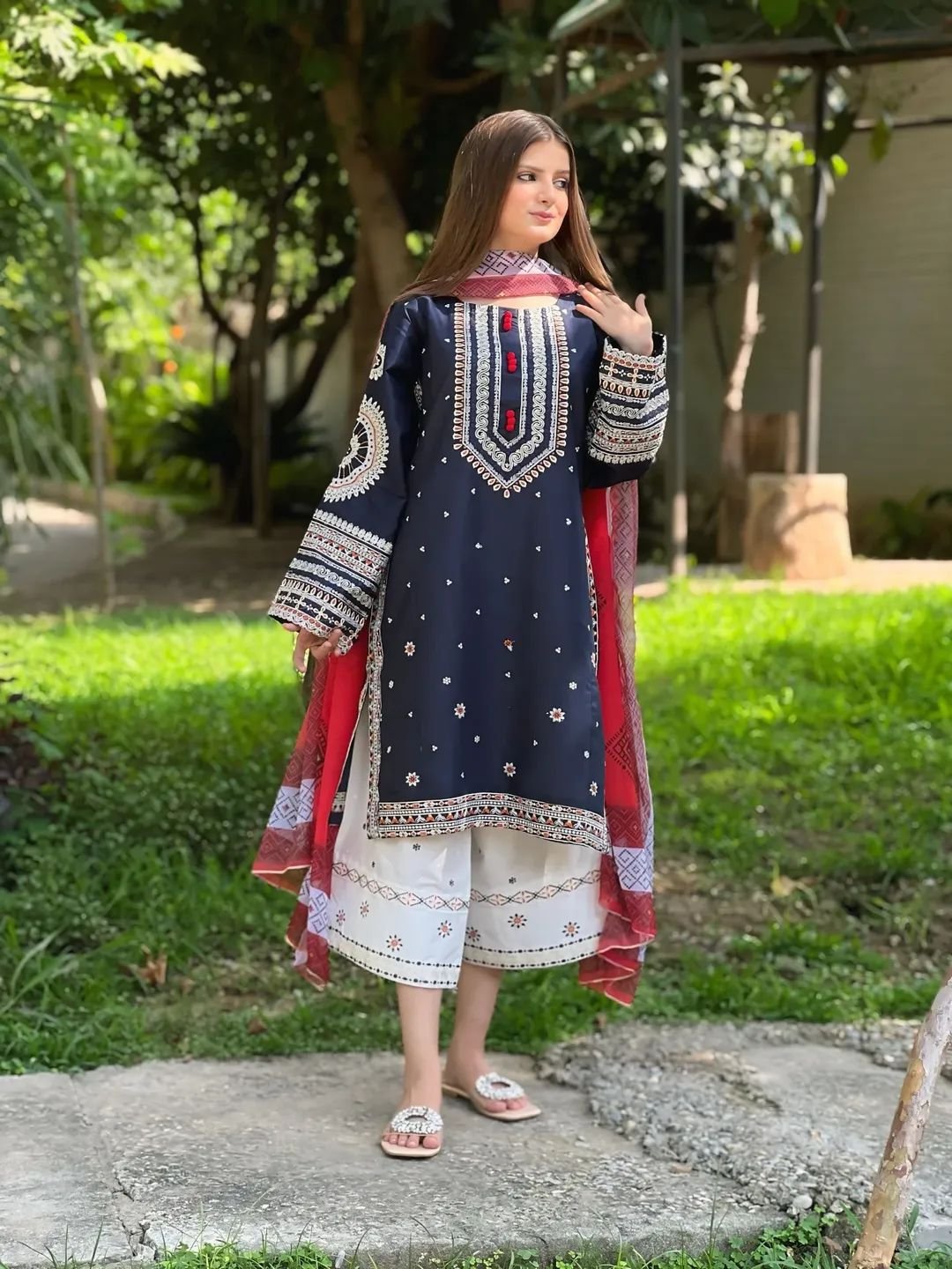 Winter Collection 3 piece unstitched fully embroidered dhanak fabric rr 610