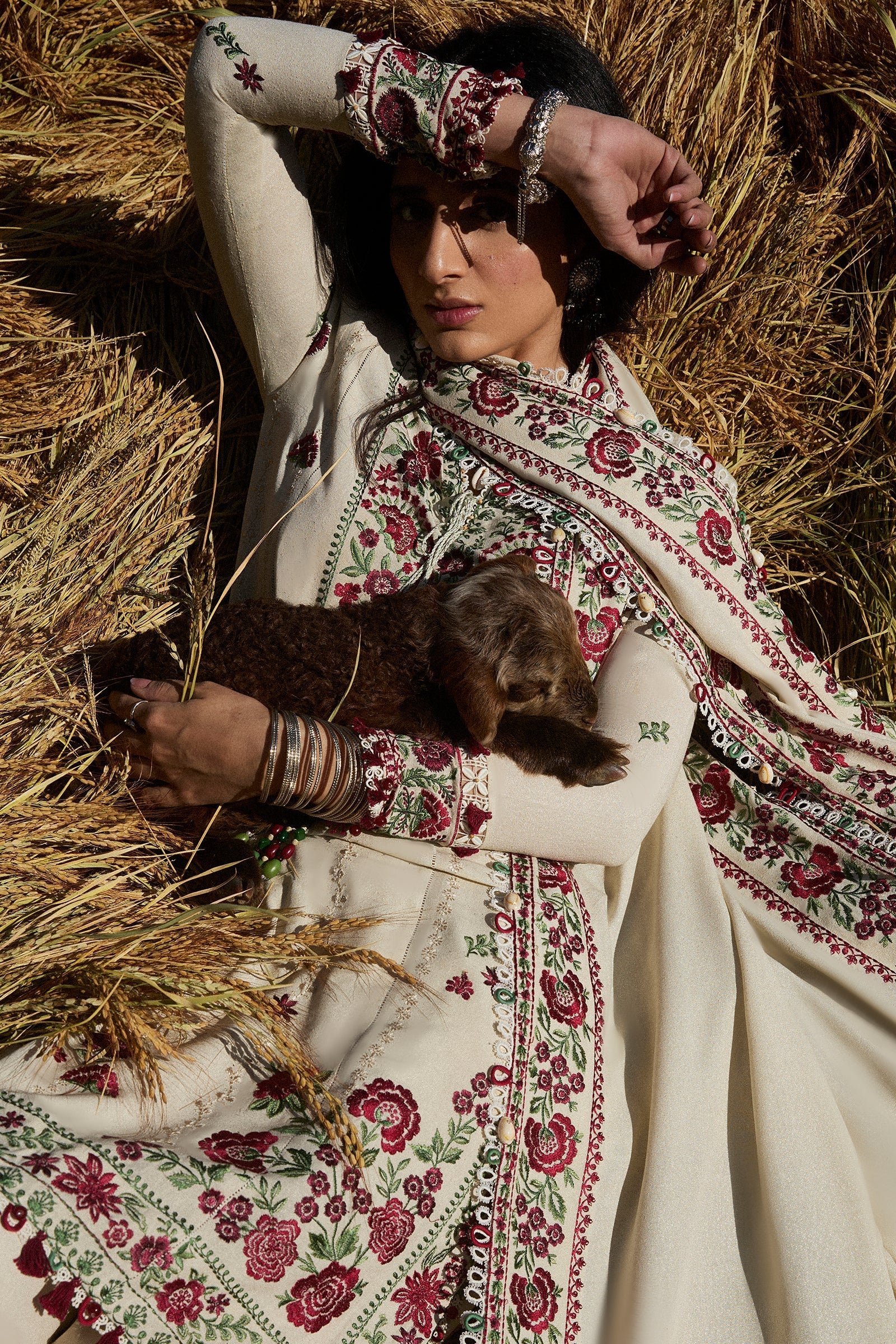 Winter Collection 3 piece unstitched fully embroidered dhanak fabric aj 630