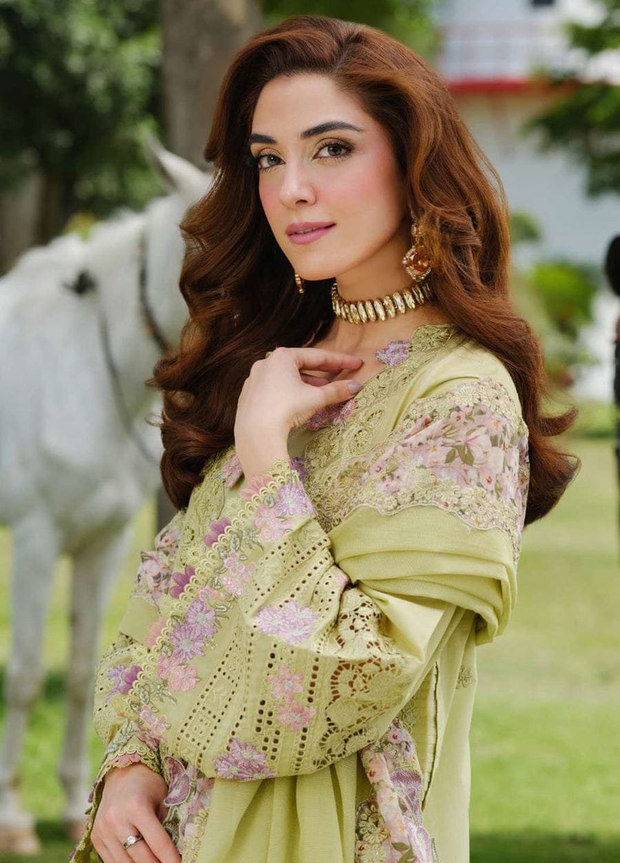 Home 3 piece unstitched fully embroidered lawn fabric el 2720