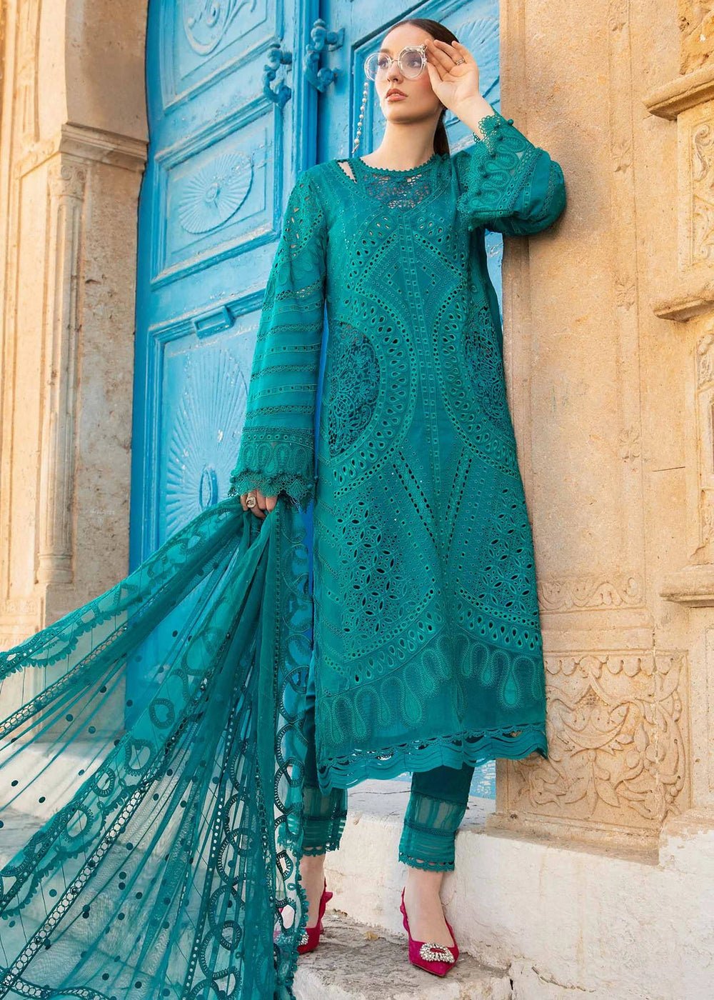 Summer Collection 3 piece unstitched fully lawn fabric mb 2595