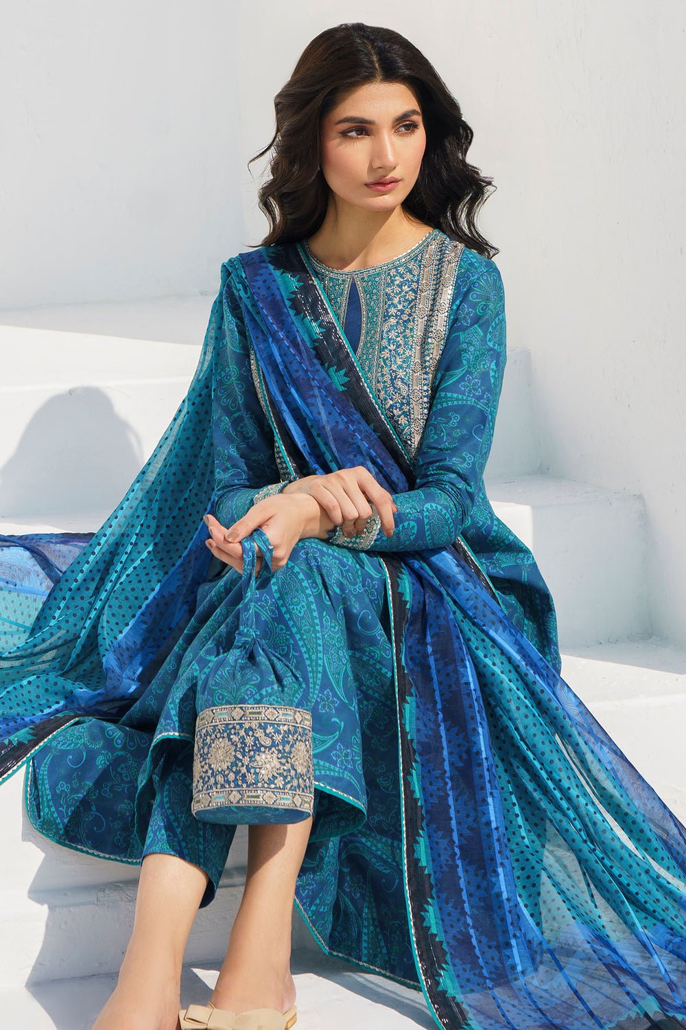 Summer Collection 3 piece unstitched digital printed lawn fabric