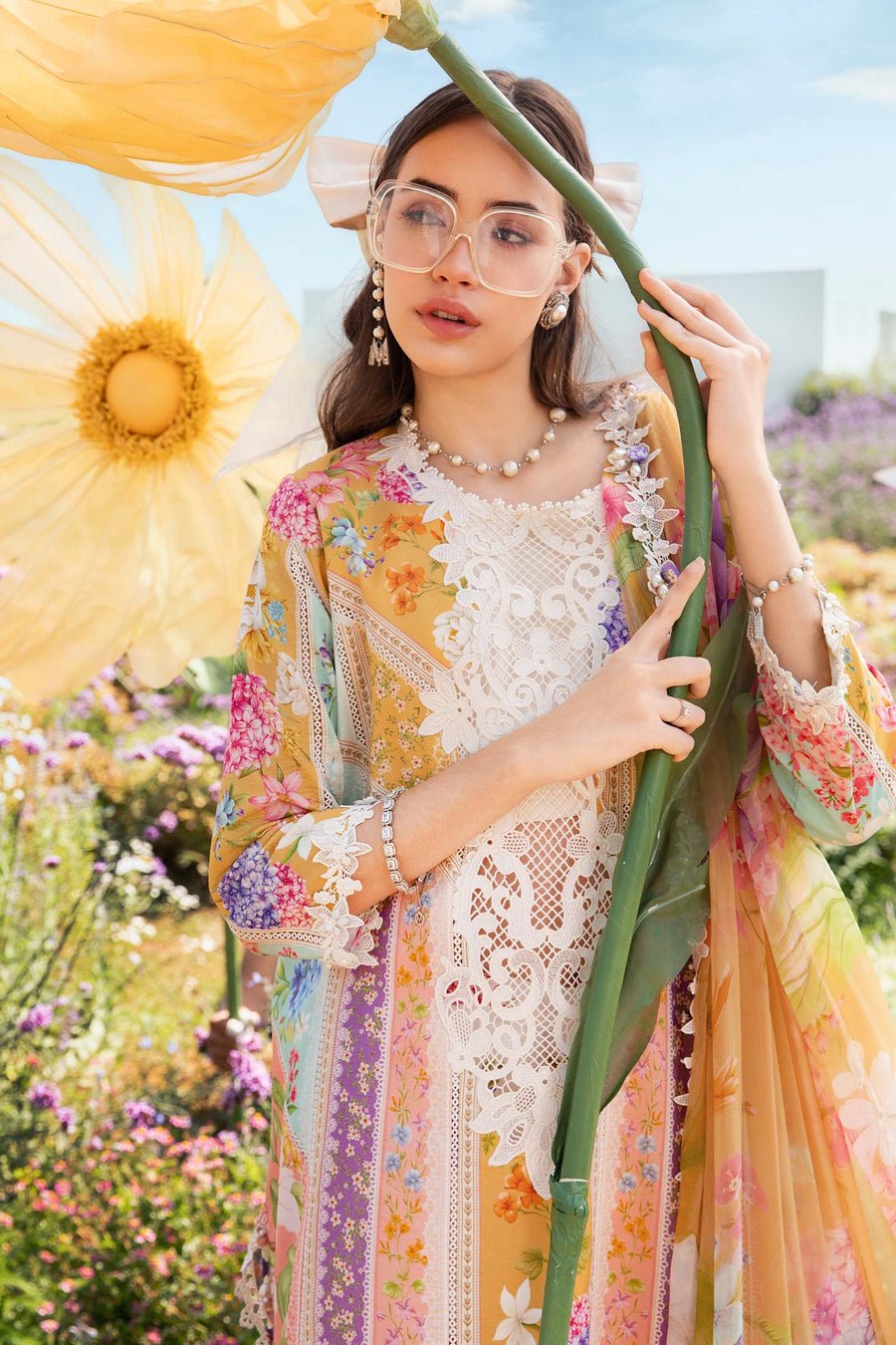 Summer Collection 3 piece unstitched digital printed lawn fabric mb 464