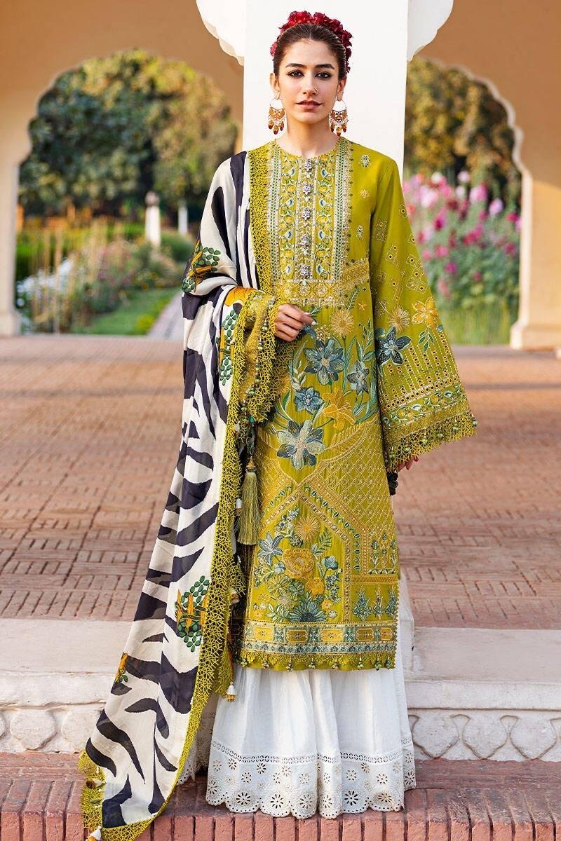 0003876-tulsi.jpg 3 Piece - Fully Embroided Lawn Suit With Silk Dupatta MO-520 - Image 1