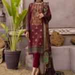 3 Pc Unstitched Embroided Lawn Suit With Chiffon Dupatta