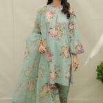 3 Piece - Unstitched Lawn Digital Printed Suit ( Organza Dupatta)