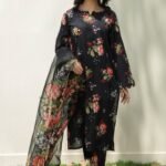 3 Piece - Unstitched Lawn Digital Printed Suit ( Organza Dupatta)