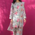 3 Piece - Unstitched Lawn Digital Printed Suit (Organza Dupatta)