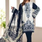 3 Piece - Embroided Lawn Suit With Chiffon Dupatta