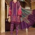 3 Pc Unstitched Embroided Lawn suit (Digital Printed Bamber Chiffon Dupatta)