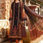 3 Pc Unstitched Embroided Lawn Suit (Digital Printed Organza Dupatta)