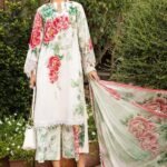 3 Pc Unstitched Embroided Lawn suit (Digital Printed Silk Dupatta)