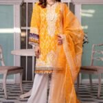 3 Pc Unstitched Embroided Lawn Suit With Chiffon Dupatta