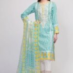 3 Piece - Lawn Suit With Chiffon Dupatta